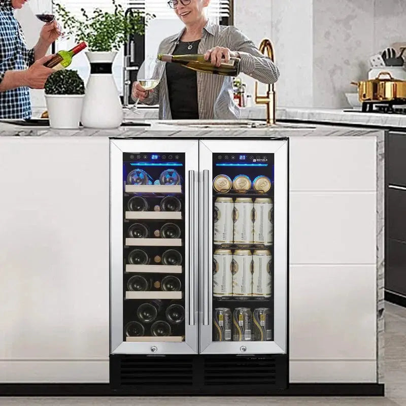 ESHOO 23.4'' 19 Bottle and 57 Can Dual Zone Wine & Beverage Refrigerator | Fridge.com