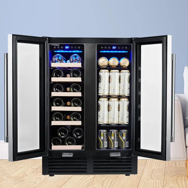 ESHOO 23.4'' 19 Bottle and 57 Can Dual Zone Wine & Beverage Refrigerator | Fridge.com