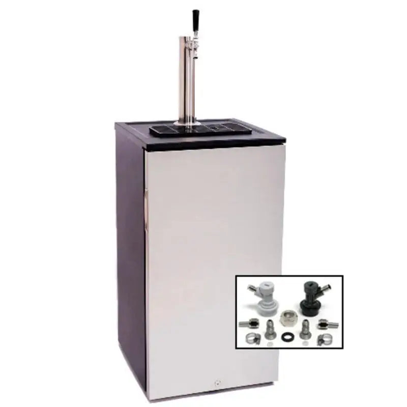 Edgestar 15 Cubic Feet Silver Single Tap Freestanding Kegerator | Fridge.com