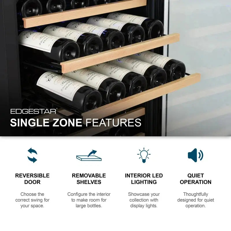 Edgestar 15'' 30 Bottle Single Zone Built-In Wine Refrigerator | Fridge.com