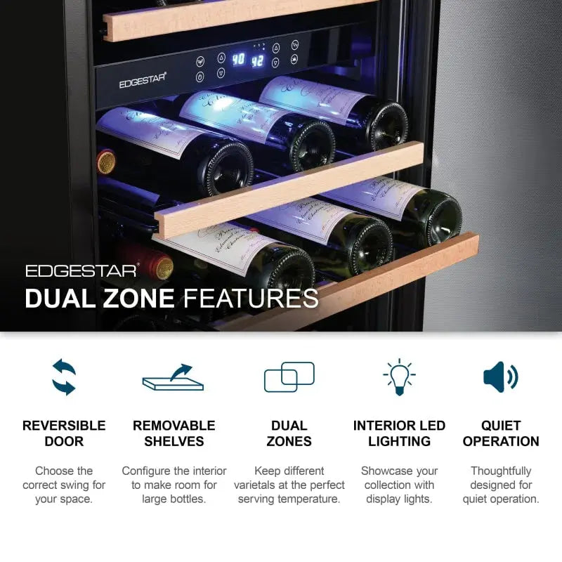 Edgestar 23.44'' 101 Bottle Dual Zone Wine Refrigerator | Fridge.com