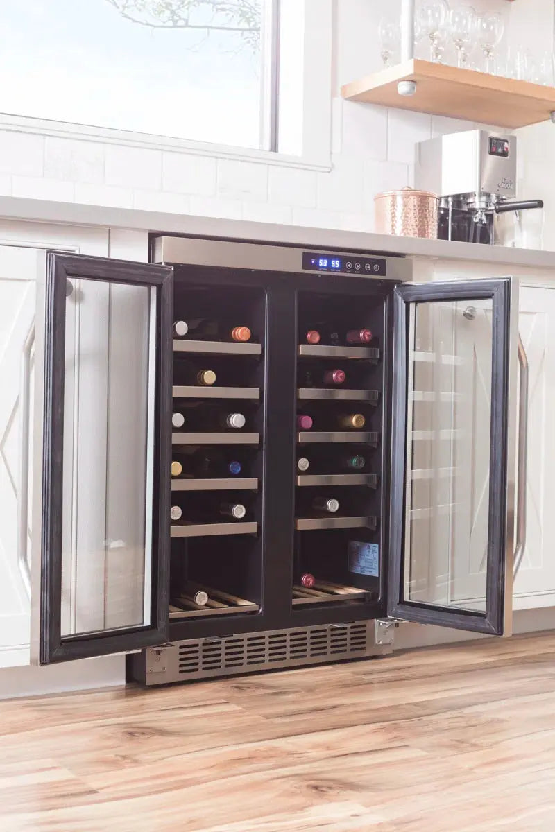 Edgestar 24.5'' 36 Bottle Dual Zone Built-In Wine Refrigerator | Fridge.com