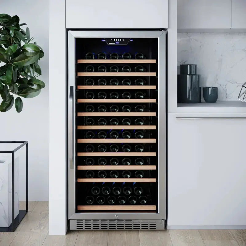 Edgestar 28.437'' 111 Bottle Single Zone Built-In Wine Refrigerator | Fridge.com