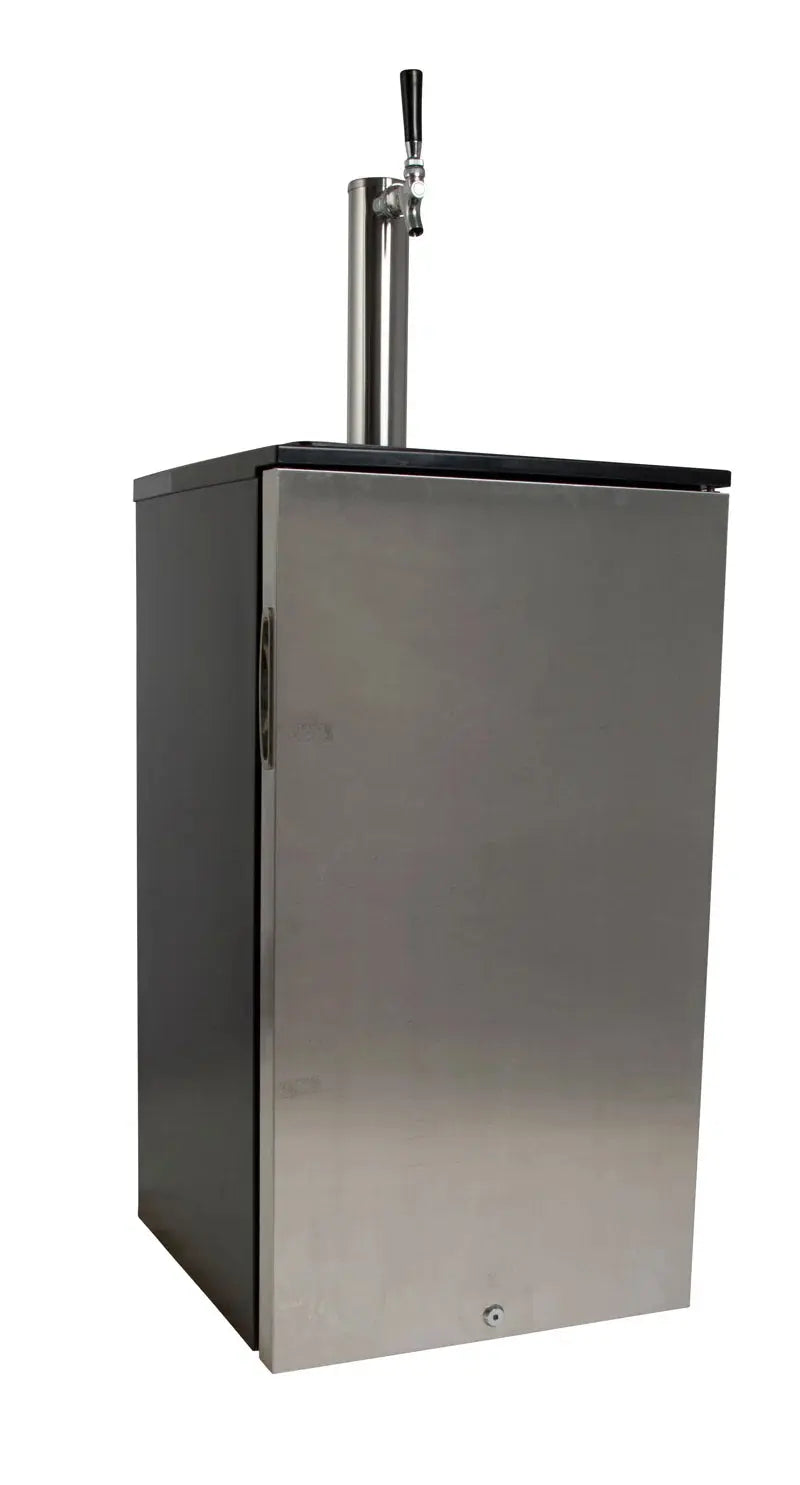 Edgestar 3.2 Cubic Feet Silver Single Tap 5 Gal Keg Freestanding Kegerator with Door Lock and Adjustable Temperature | Fridge.com