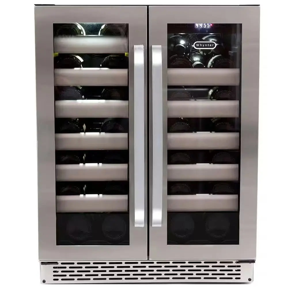 Elite 40-Bottle Seamless Stainless Steel Door Dual Zone Built-In Wine Refrigerator | Fridge.com