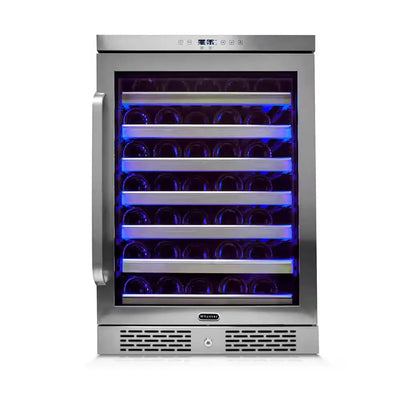 Elite Spectrum Lightshow 54 Bottle Stainless Steel 24 In. Built-In Wine Refrigerator with Touch Controls and Lock | Fridge.com