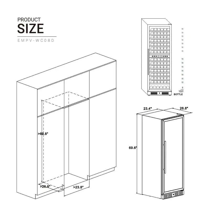 Empava 23.4'' 160 Bottle Dual Zone Wine Refrigerator | Fridge.com