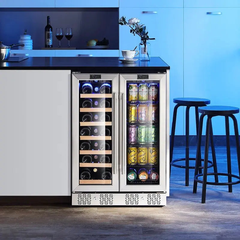 Empava 23.4'' 20 Bottle and 78 Can Dual Zone Wine & Beverage Refrigerator | Fridge.com