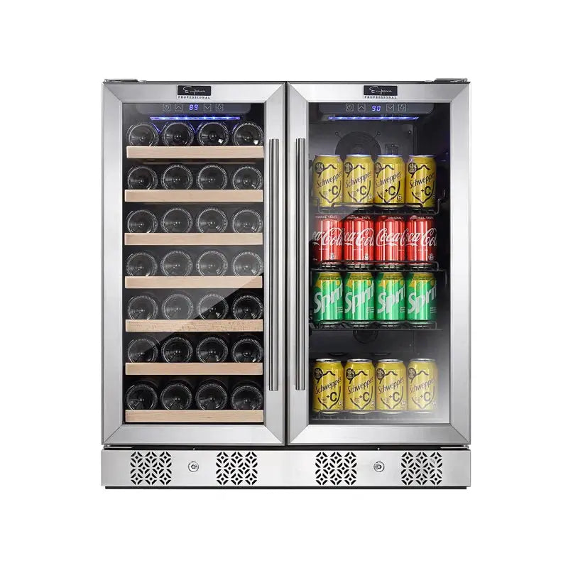 Empava 29.8'' 33 Bottle and 96 Can Dual Zone Freestanding Wine & Beverage Refrigerator | Fridge.com