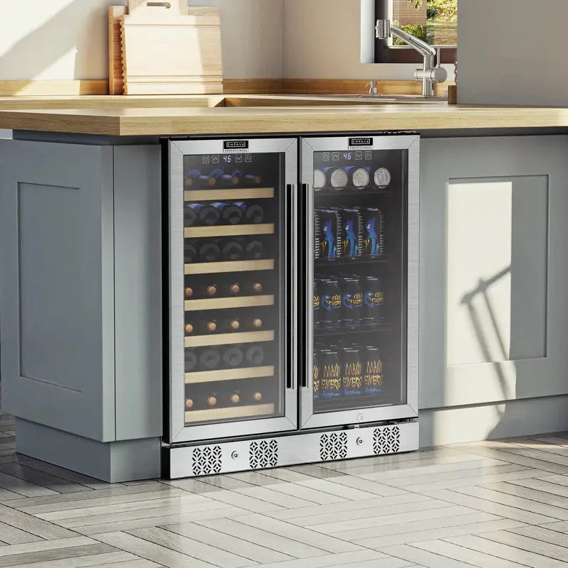 Empava 29.8'' 33 Bottle and 96 Can Dual Zone Freestanding Wine & Beverage Refrigerator | Fridge.com