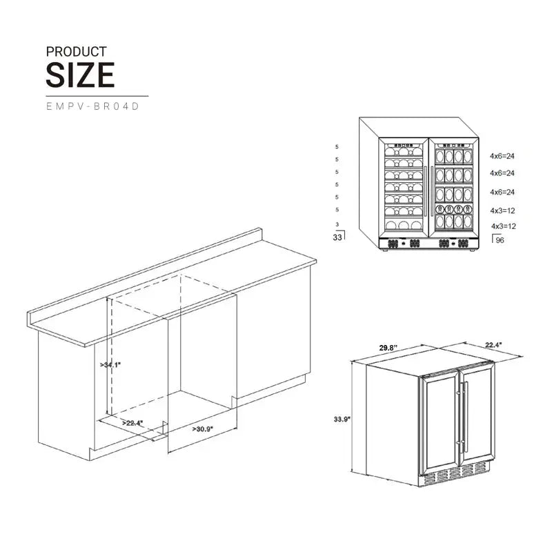 Empava 29.8'' 33 Bottle and 96 Can Dual Zone Freestanding Wine & Beverage Refrigerator | Fridge.com