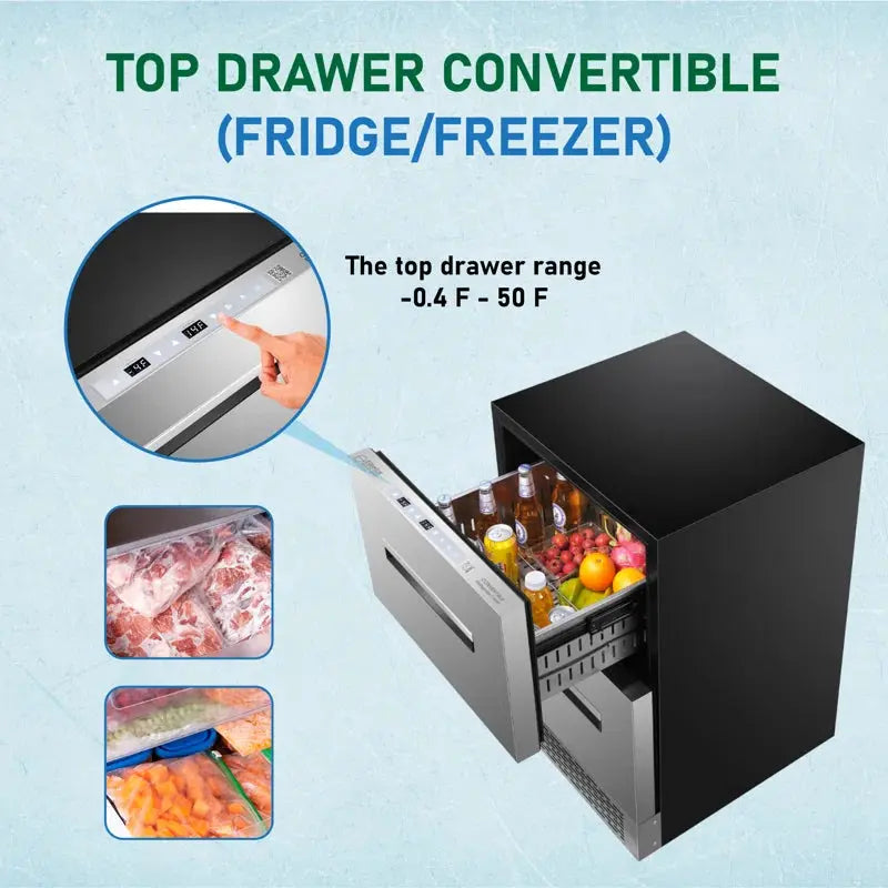 Equator 24" 2 Drawer 2 Zone Convertible Refrigerator-Freezer 5Cf Sabbath Mode | Fridge.com