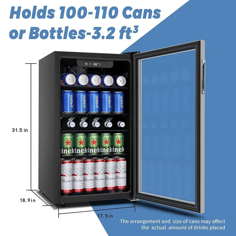 Euhomy 110 Cans (12 Oz.) Freestanding Beverage Refrigerator with Wine Storage | Fridge.com