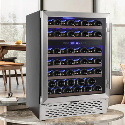 Euker 24" 51 Bottle Dual Zone Wine Refrigerator | Fridge.com