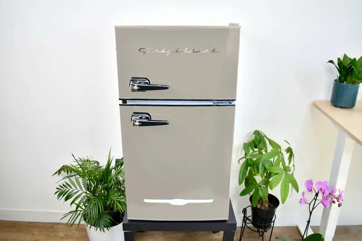 FRIGIDAIRE Retro 2-Door Compact Fridge Freezer Combo, 3.1 Cu. Ft., Stainless Steel, Built-In Bottle Opener | Fridge.com