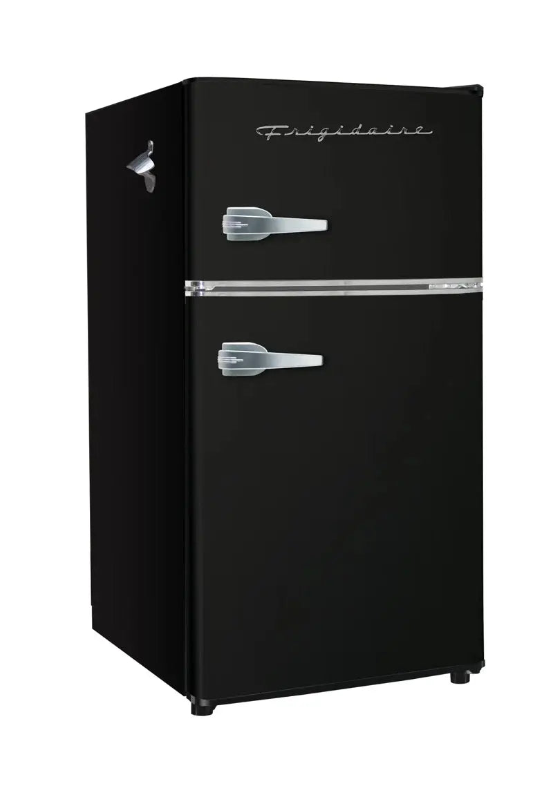 FRIGIDAIRE Retro 2-Door Compact Fridge Freezer Combo, 3.1 Cu. Ft., Stainless Steel, Built-In Bottle Opener | Fridge.com