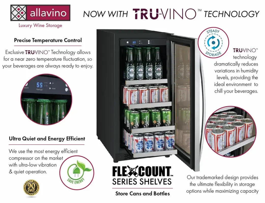 Flexcount Tru-Vino 88 Can 15" Undercounter Beverage Refrigerator | Fridge.com