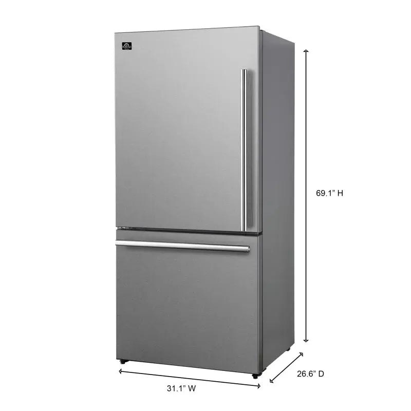 Forno Espresso Milano 31" Bottom Freezer Refrigerator, 17.2 Cu.Ft. Ice Maker | Fridge.com