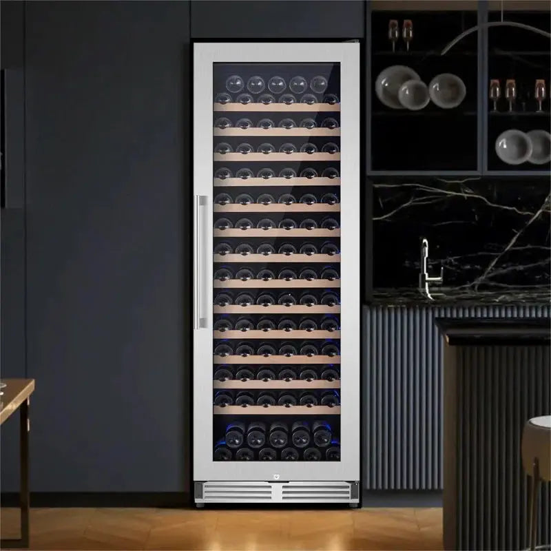 24" Modern Series 154 Bottle Single Zone Wine Refrigerator Cellar Built-In/Freestanding 2 Handle | Fridge.com