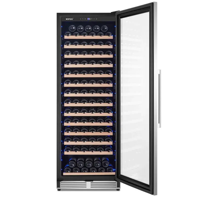 24" Modern Series 154 Bottle Single Zone Wine Refrigerator Cellar Built-In/Freestanding 2 Handle | Fridge.com