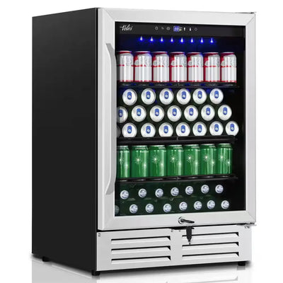 24 In. 210 (12 Oz.) Can Built-In/Freestanding Beverage Cooler Fridge with Adjustable Shelves in Stainless Steel | Fridge.com