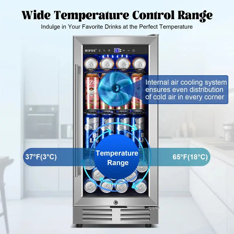 15" 130 Can Single Zone Built-In/Freestanding Beverage Refrigerator Classic Series Beer Cooler | Fridge.com