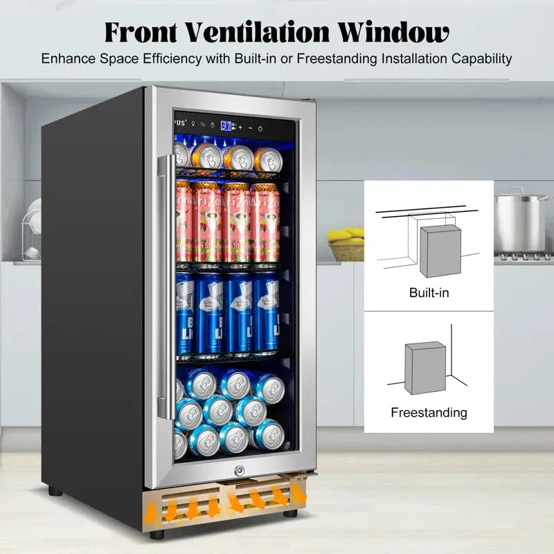 15" 130 Can Single Zone Built-In/Freestanding Beverage Refrigerator Classic Series Beer Cooler | Fridge.com