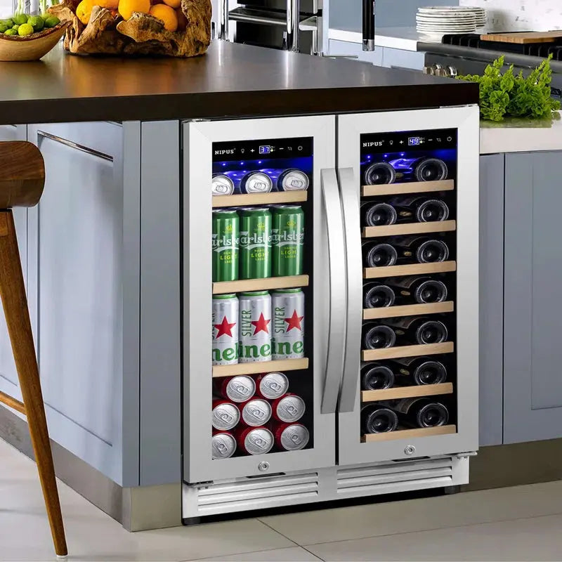 24" 20 Bottle & 60 Can Dual Zone Wine & Beverage Refrigerator Built-In/Freestanding Classic Series | Fridge.com