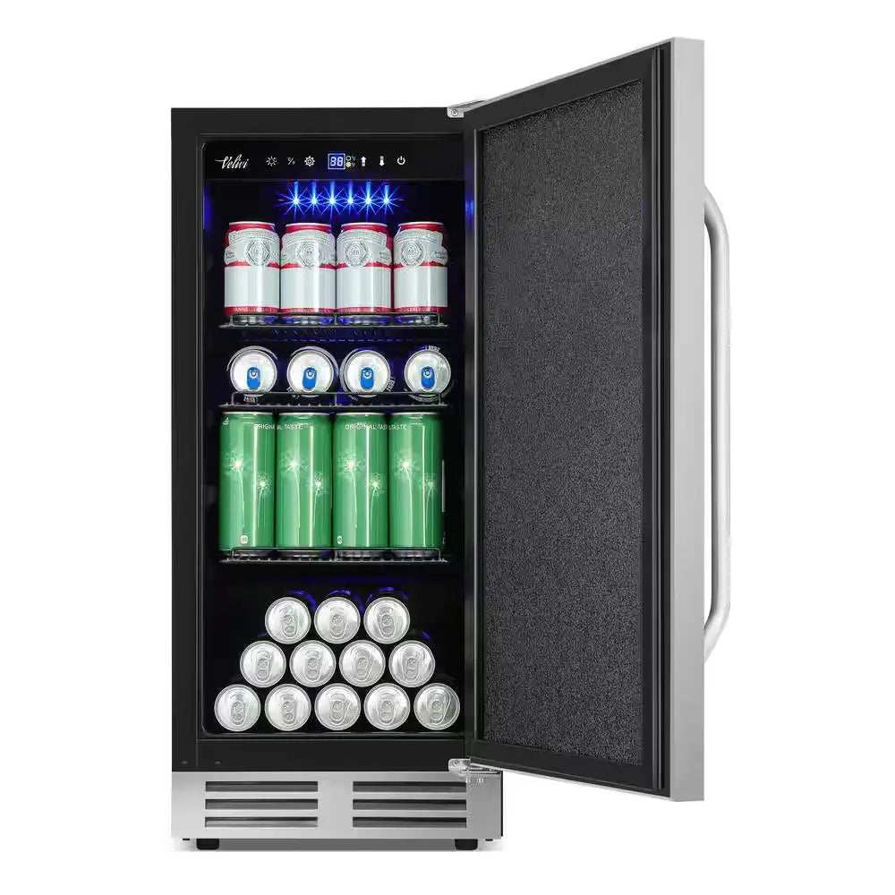 15 In. 127 Can (12 Oz.) Built-In/Freestanding Door Beverage Cooler in Stainless Steel | Fridge.com