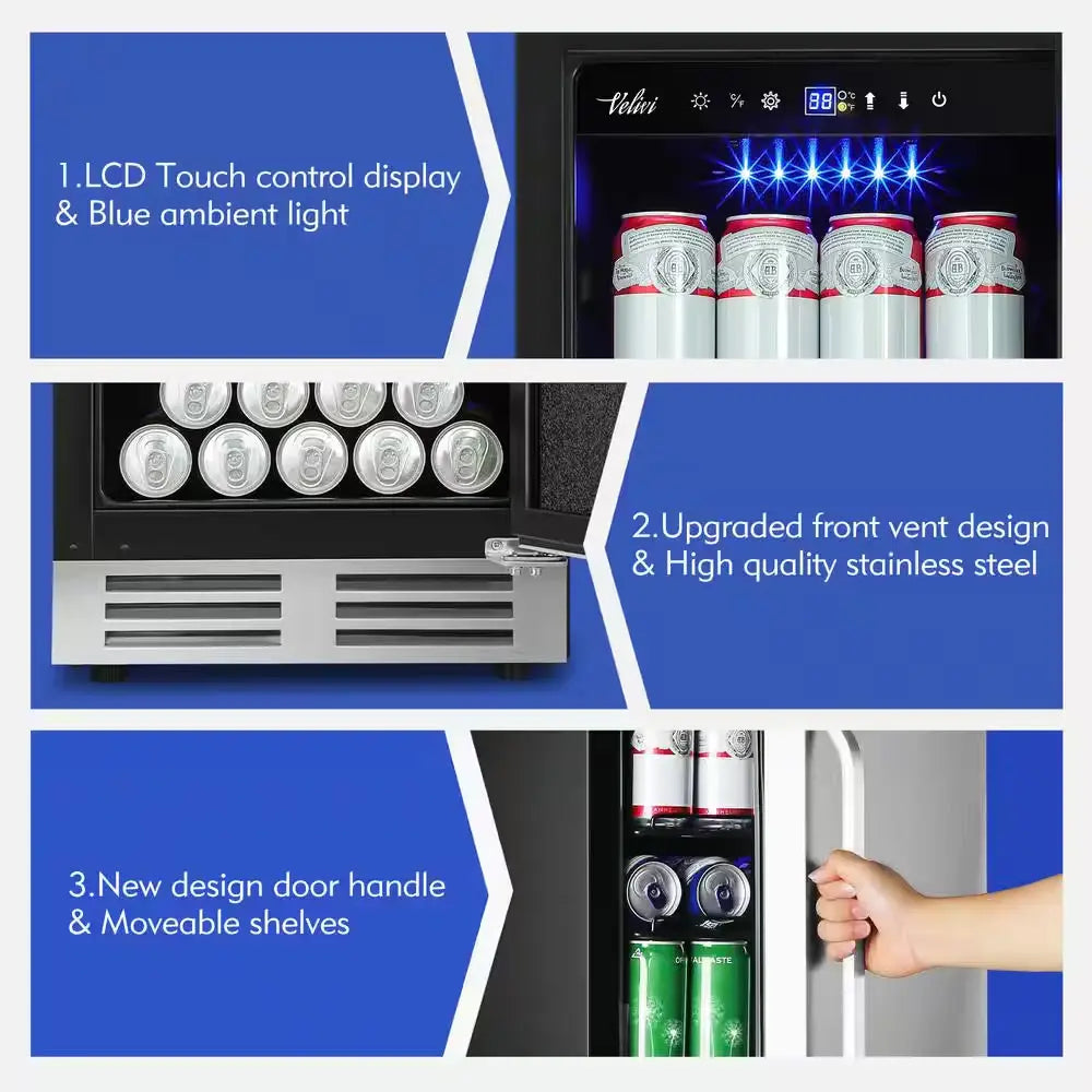 15 In. 127 Can (12 Oz.) Built-In/Freestanding Door Beverage Cooler in Stainless Steel | Fridge.com