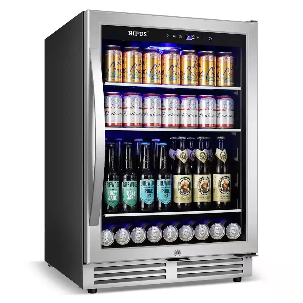 23.42 In. Single Zone 190 Can Beverage Cooler Refrigerator Built-In/Freestanding Silver Stainless Steel | Fridge.com