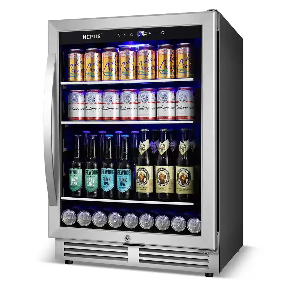 23.42 In. Single Zone 190 Can Beverage Cooler Refrigerator Built-In/Freestanding Silver Stainless Steel | Fridge.com