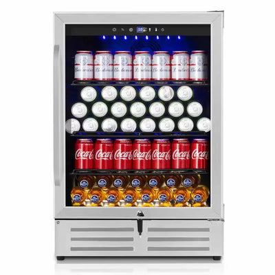 24 In. Built-In/Freestanding Single Zone Beverage Refrigerator with 210 Can(12 Oz. )Beverage, Stainless Steel | Fridge.com