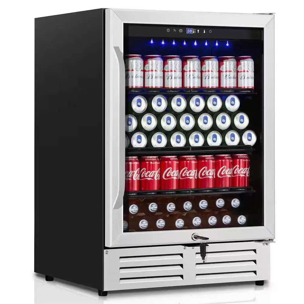 24 In. Built-In/Freestanding Single Zone Beverage Refrigerator with 210 Can(12 Oz. )Beverage, Stainless Steel | Fridge.com