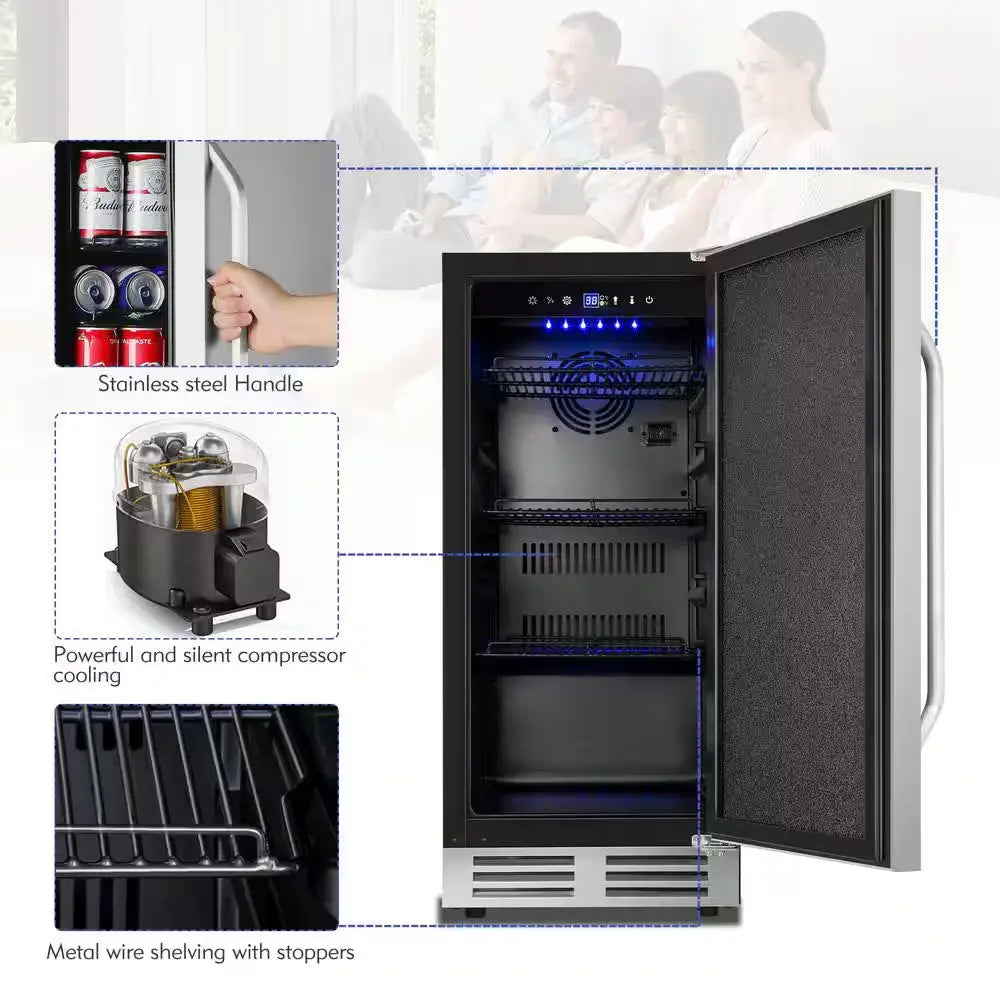 15 In. 127 Can (12 Oz.) Built-In/Freestanding Stainless Steel Door Beverage Cooler | Fridge.com