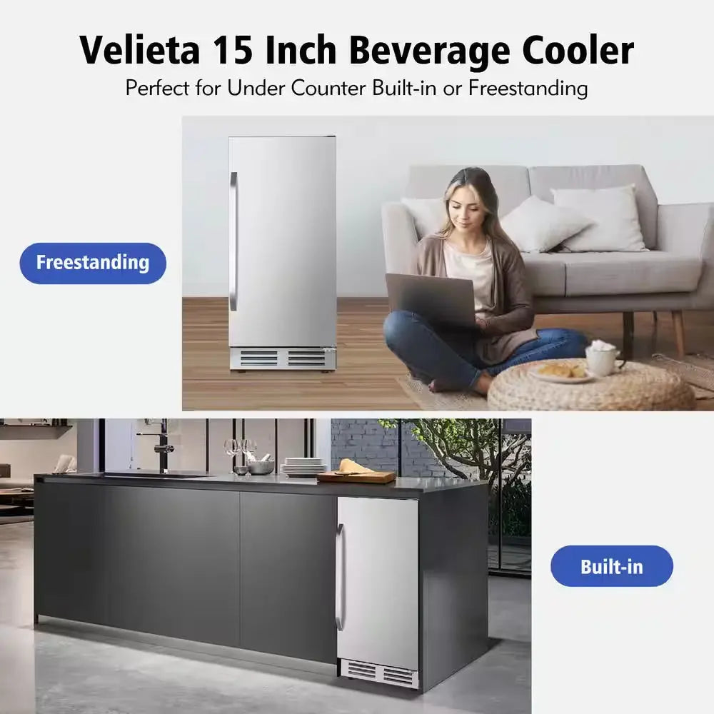 15 In. 127 Can (12 Oz.) Built-In/Freestanding Stainless Steel Door Beverage Cooler | Fridge.com