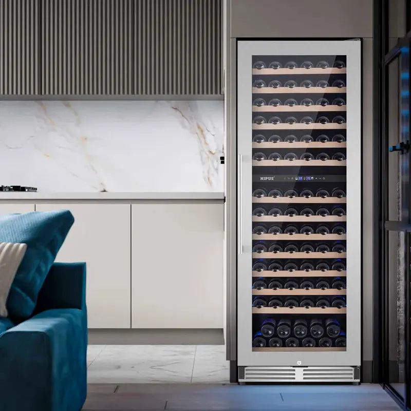 24" Modern Series 154 Bottle Dual Zone Wine Refrigerator Built-In/Freestanding Wine Cellar 2Handle | Fridge.com