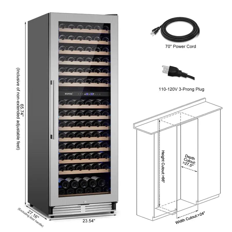 24" Modern Series 154 Bottle Dual Zone Wine Refrigerator Built-In/Freestanding Wine Cellar 2Handle | Fridge.com