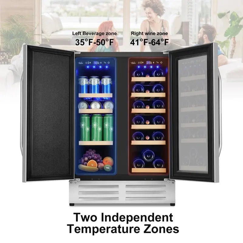 24 Inch 18 Bottle and 57 Can Dual Zone Built-In/Freestanding Wine & Beverage Cooler Refrigerator | Fridge.com