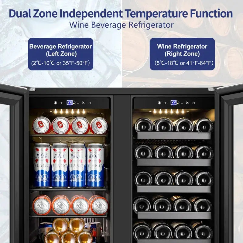 TAZPI 30 In. 29 Bottle and 110 Can Dual Zone Built-In/Freestanding Wine & Beverage Refrigerator | Fridge.com