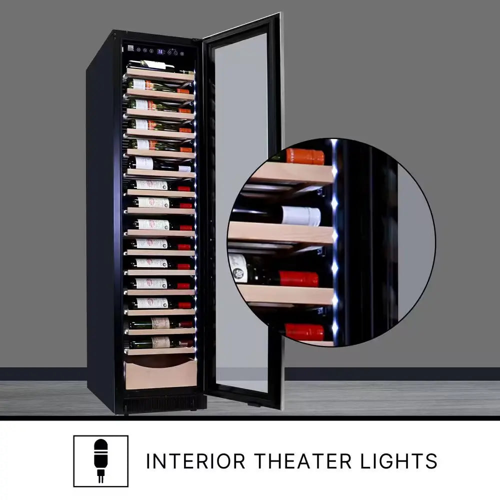 Elite Compressor 112 Bottle Wine Cellar Cooling Unit in Blackand Silver, Built-In/Freestanding with Reversible Door | Fridge.com