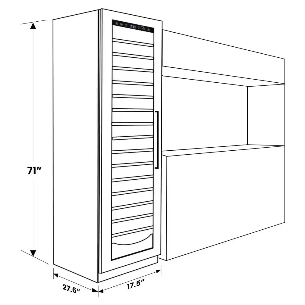 Elite Compressor 112 Bottle Wine Cellar Cooling Unit in Blackand Silver, Built-In/Freestanding with Reversible Door | Fridge.com