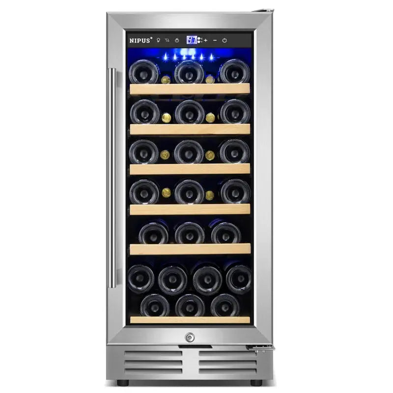 15" 30 Bottle Single Zone Wine Refrigerator Classic Series Built-In/Freestanding with Two Handle | Fridge.com