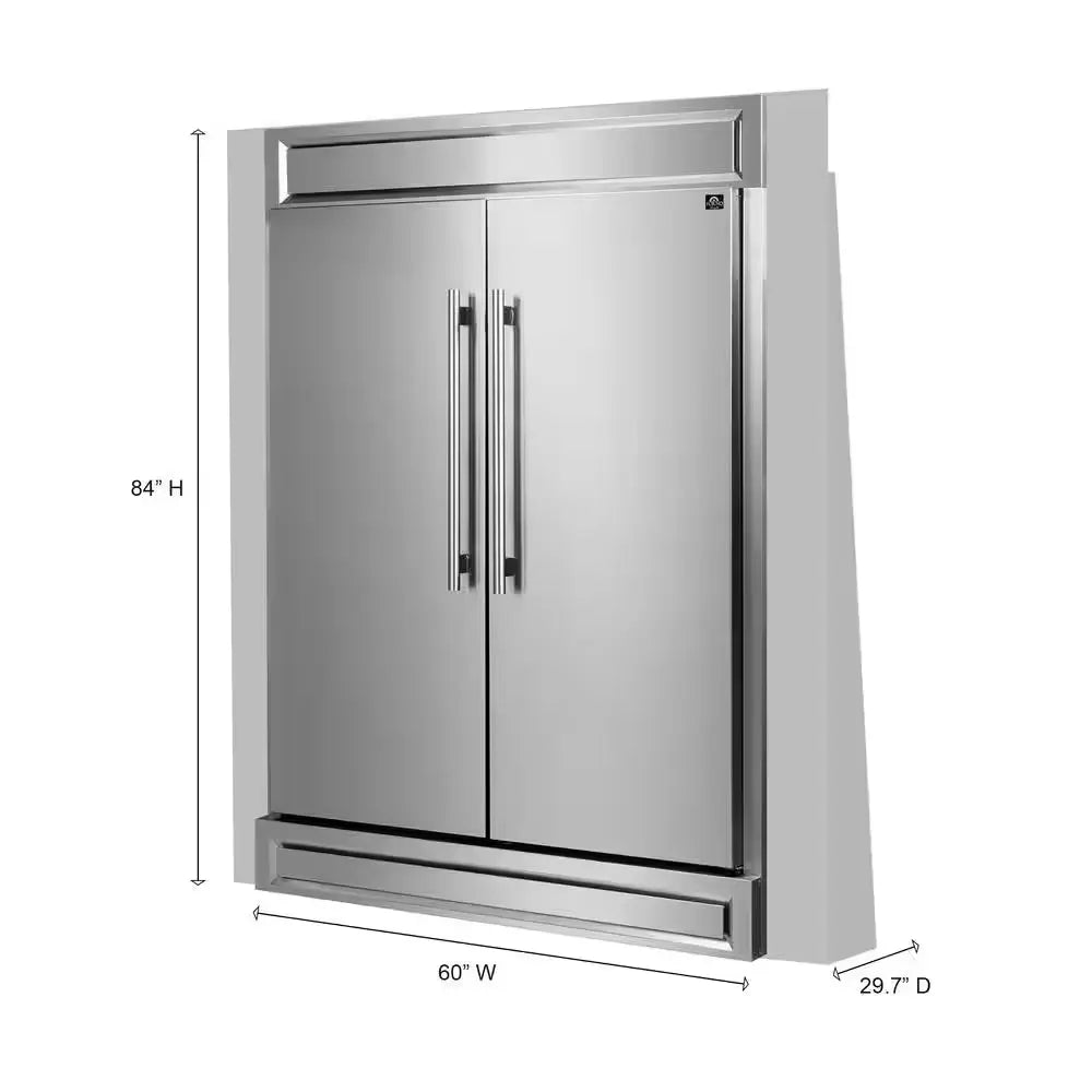 Maderno 60" 2-Piece Convertible Refrigerator/Freezer Built-In with Decorative Grill Trim, 27.2 Cu.Ft. in Stainless Steel | Fridge.com