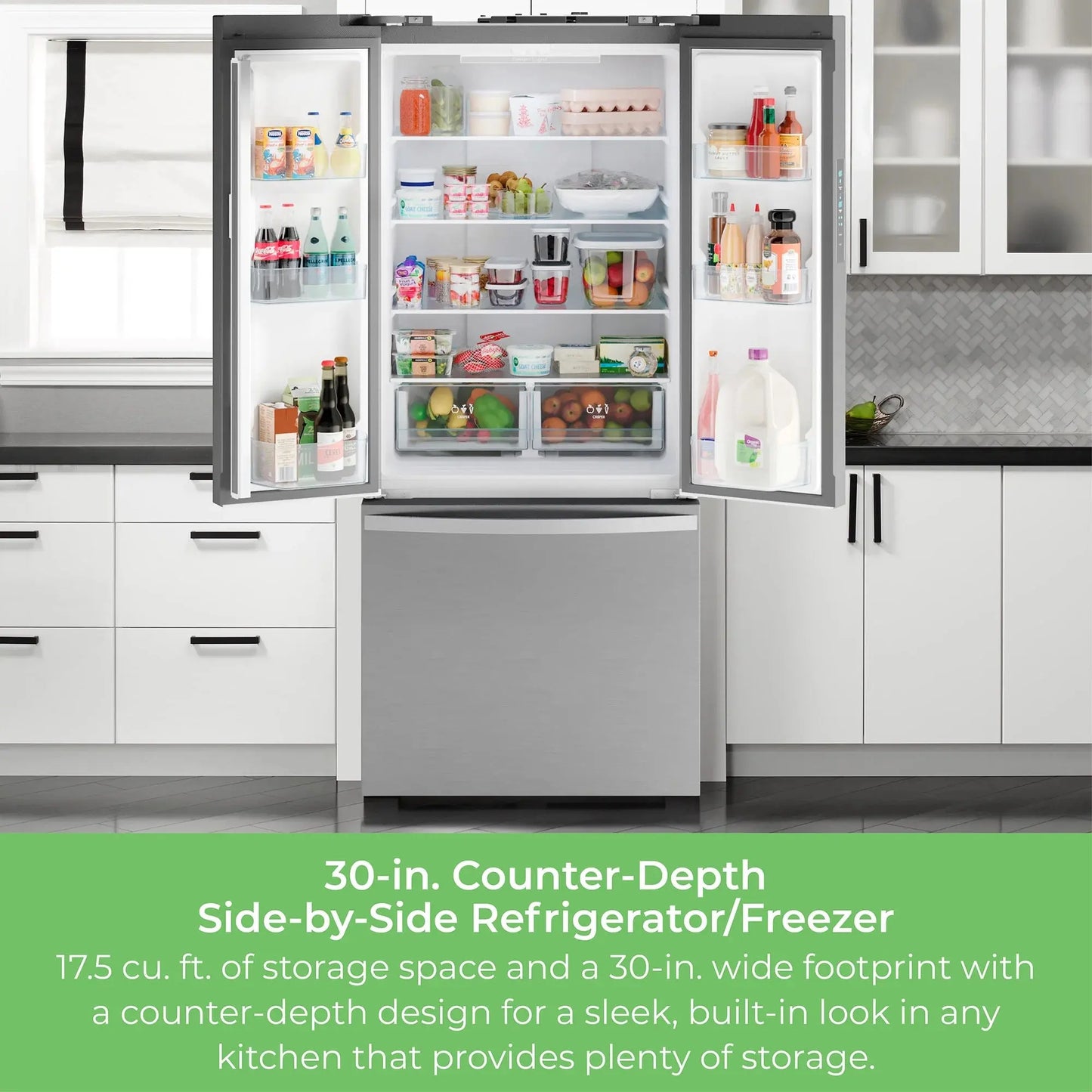 Kenmore 17.5 Cu. Ft. Counter-Depth ENERGY STAR® Stainless Steel Refrigerator/Freezer with French Doors | Fridge.com