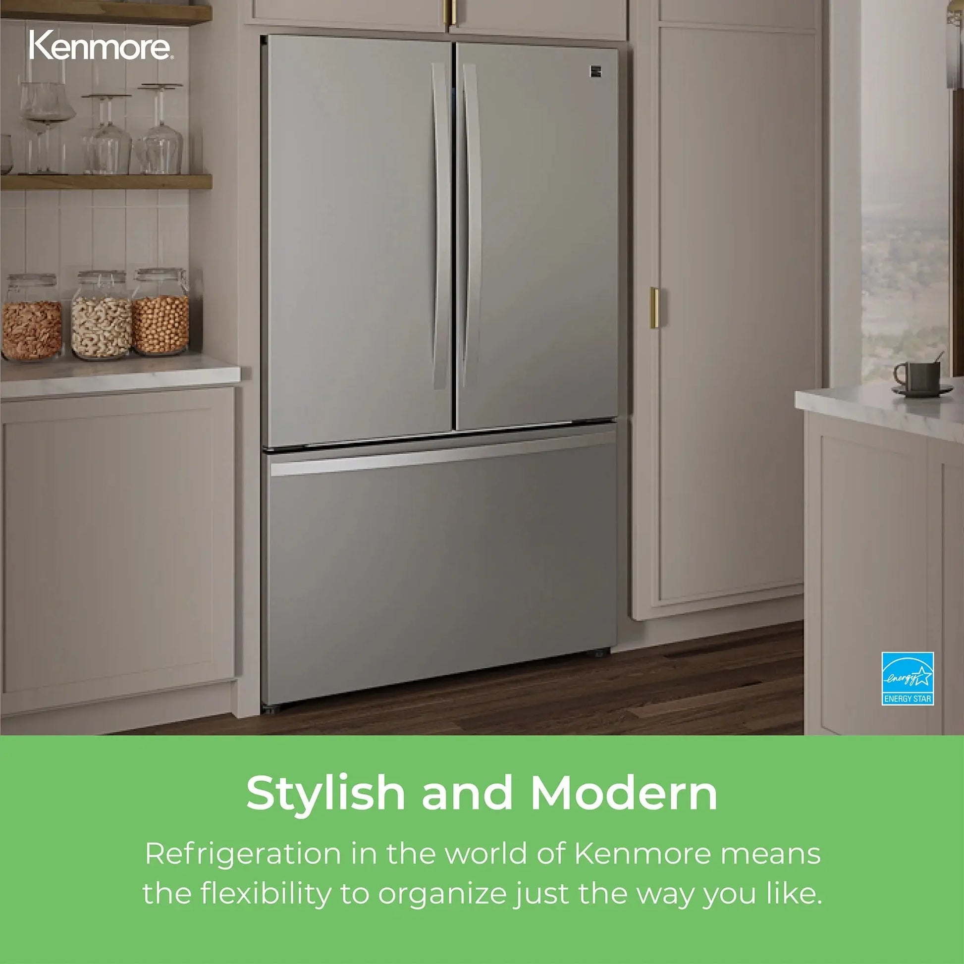 Kenmore 20.3 Cu. Ft. Counter-Depth ENERGY STAR® Stainless Steel Refrigerator/Freezer W/French Doors | Fridge.com