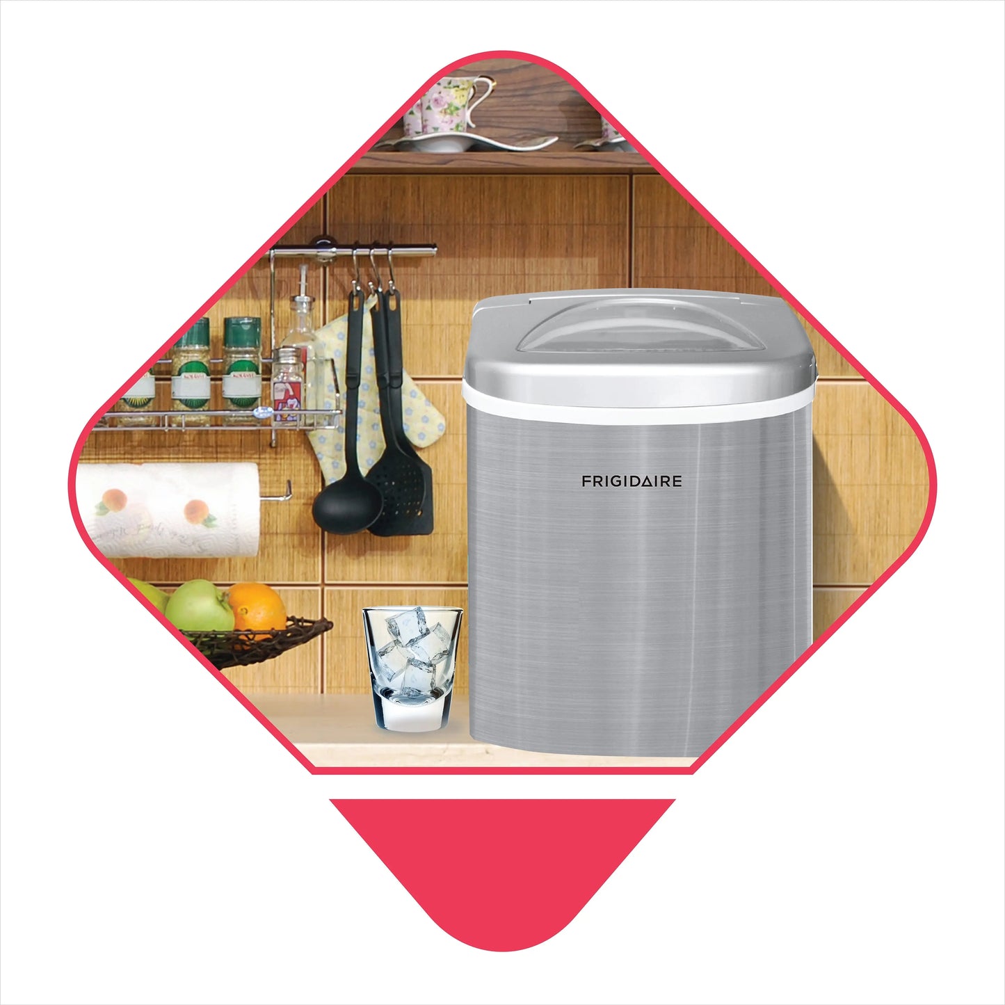 Frigidaire 26Lbs. Portable Countertop Ice Maker (Ice Nuggets)- Silver | Fridge.com