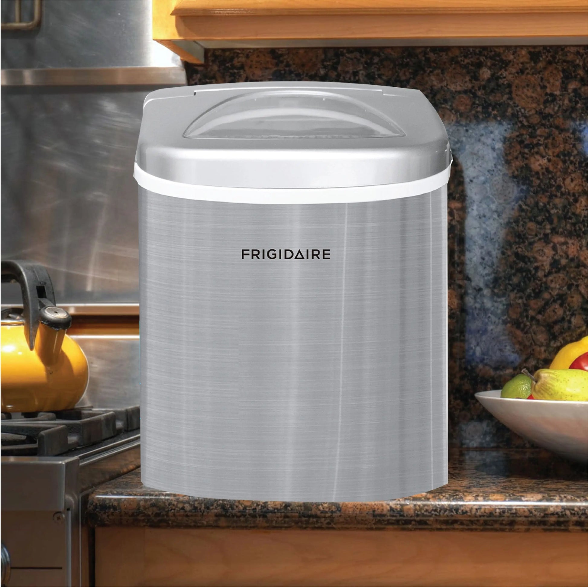 Frigidaire 26Lbs. Portable Countertop Ice Maker (Ice Nuggets)- Silver | Fridge.com