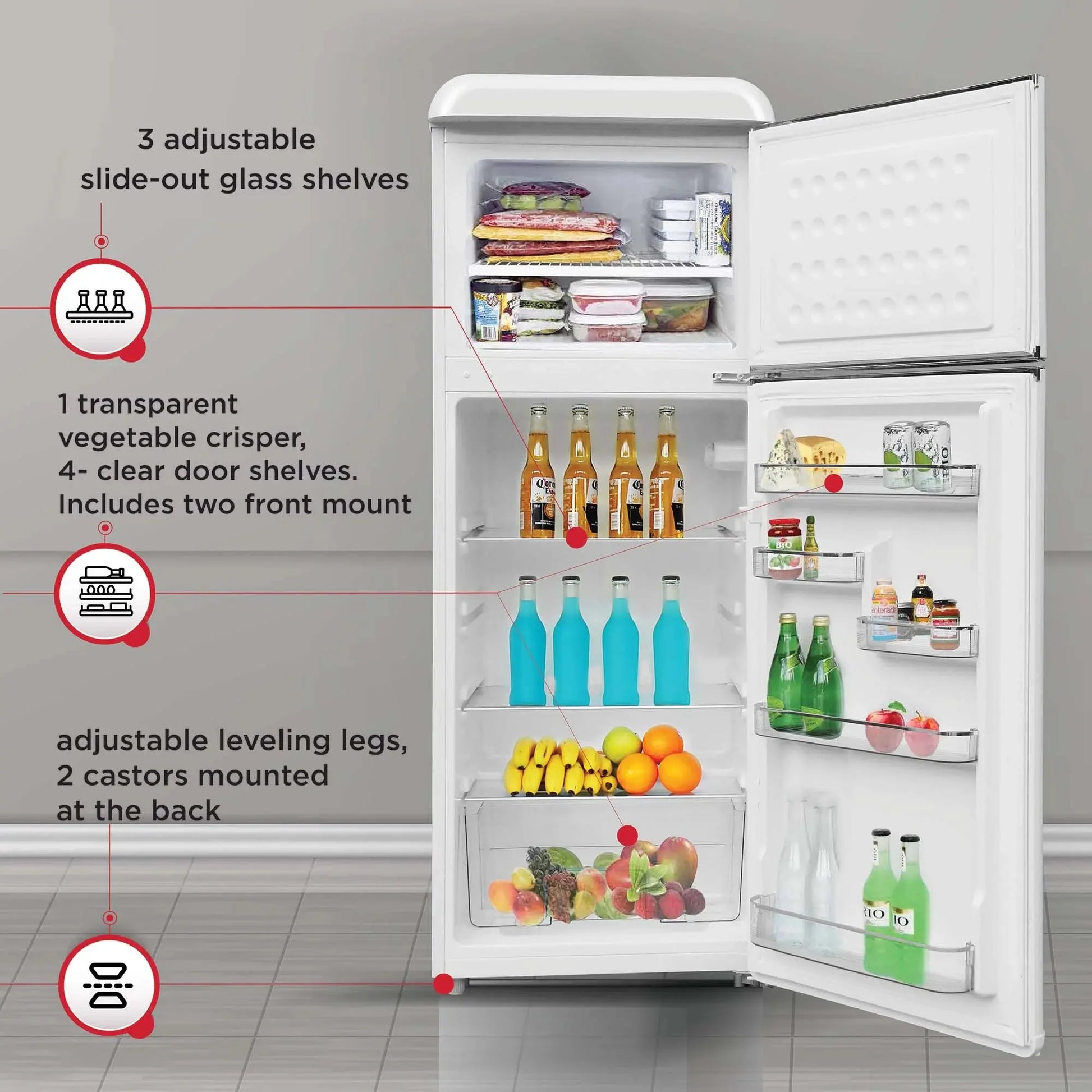 Frigidaire 7.5 Cu. Ft. Top Freezer Refrigerator in Cream, Rounded Corners - Retro, EFR756 | Fridge.com