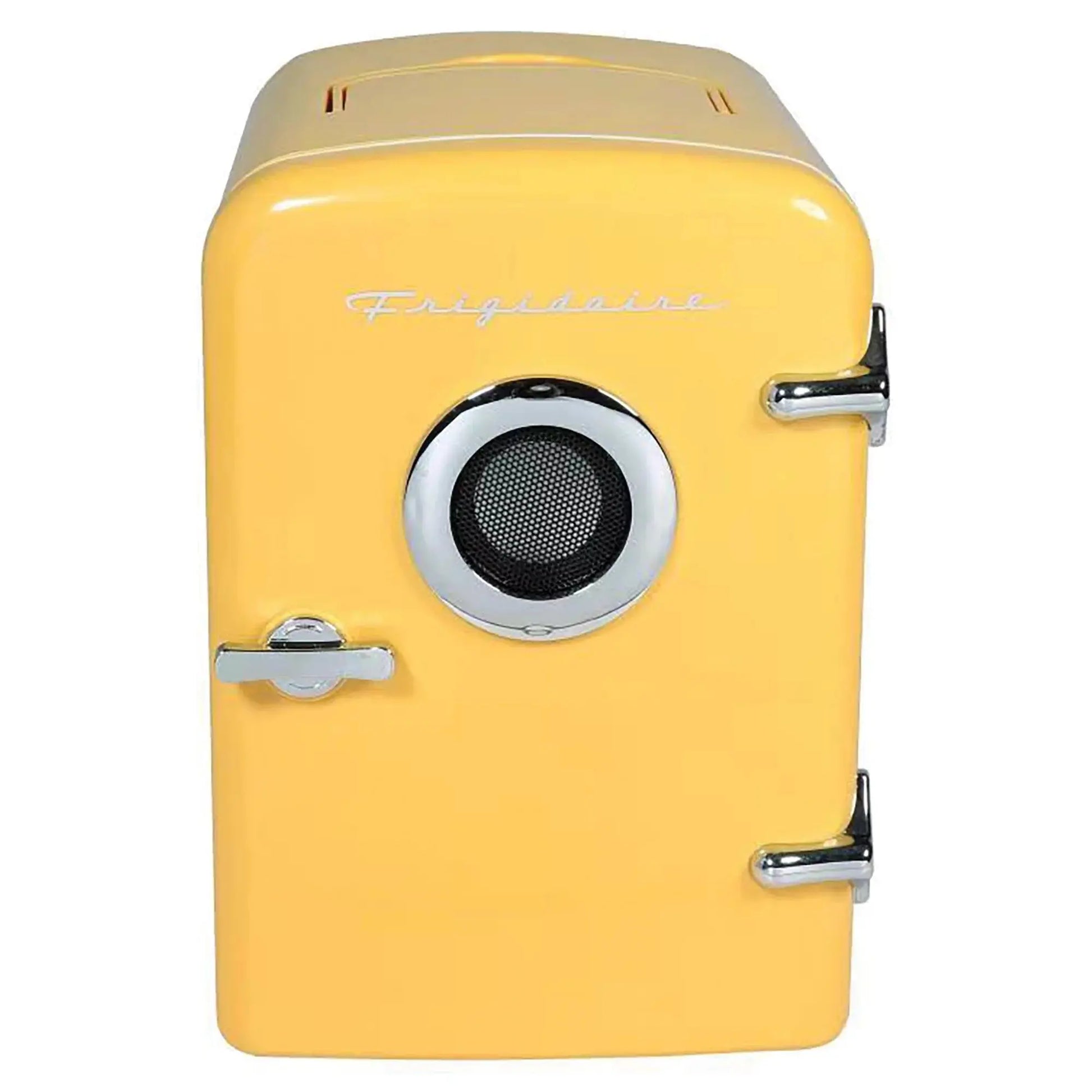 Frigidaire Portable Retro 6-Can Mini Cooler, EFMIS151, Built-In Bluetooth(R) Speaker, Yellow | Fridge.com